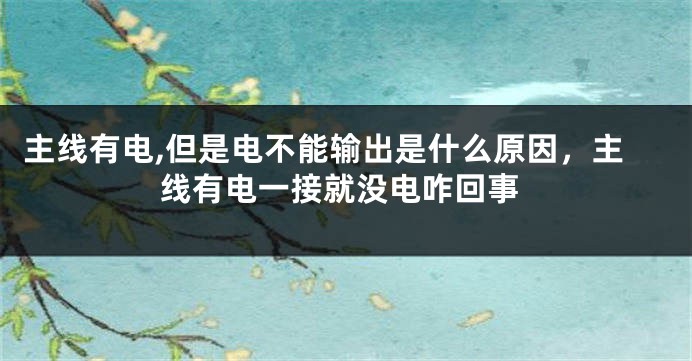 主线有电,但是电不能输出是什么原因，主线有电一接就没电咋回事