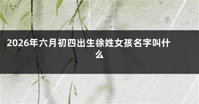 2026年六月初四出生徐姓女孩名字叫什么