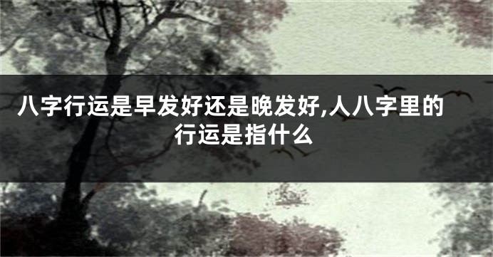 八字行运是早发好还是晚发好,人八字里的行运是指什么