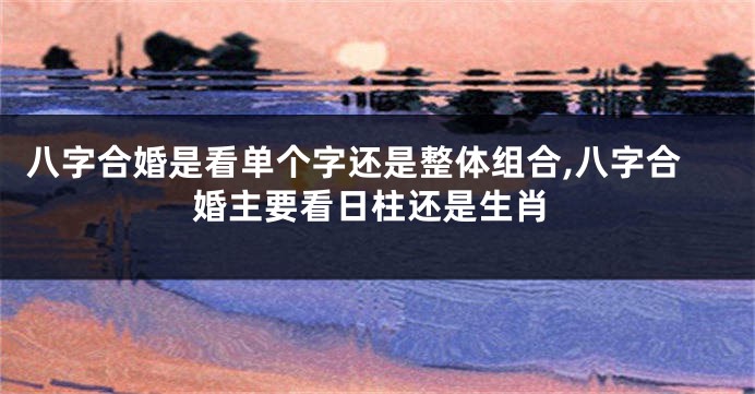 八字合婚是看单个字还是整体组合,八字合婚主要看日柱还是生肖