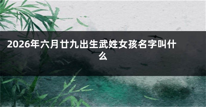 2026年六月廿九出生武姓女孩名字叫什么