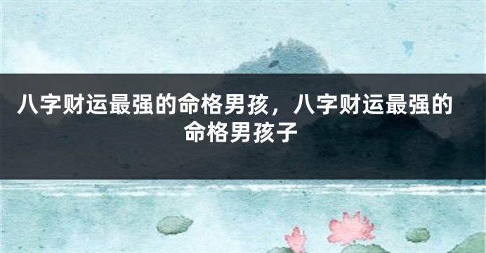 八字财运最强的命格男孩，八字财运最强的命格男孩子