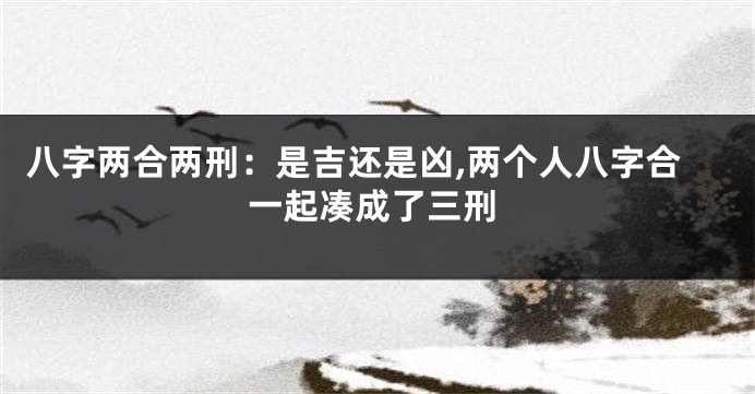 八字两合两刑：是吉还是凶,两个人八字合一起凑成了三刑
