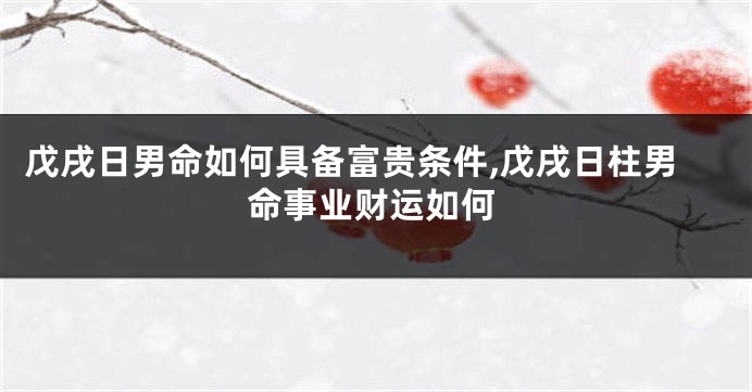 戊戌日男命如何具备富贵条件,戊戌日柱男命事业财运如何