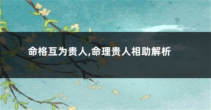 命格互为贵人,命理贵人相助解析