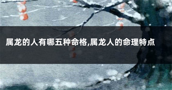 属龙的人有哪五种命格,属龙人的命理特点