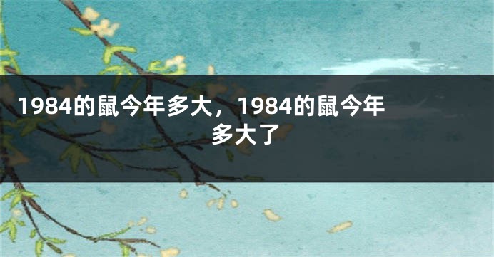 1984的鼠今年多大，1984的鼠今年多大了