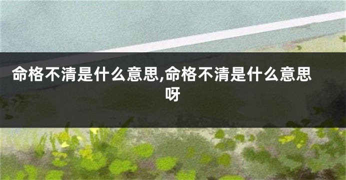 命格不清是什么意思,命格不清是什么意思呀