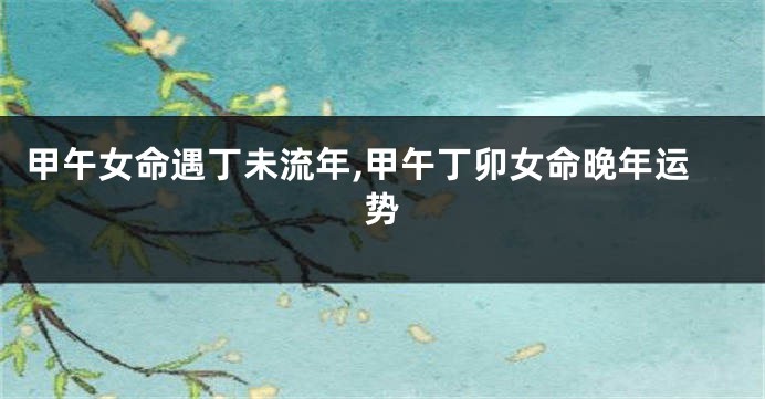 甲午女命遇丁未流年,甲午丁卯女命晚年运势