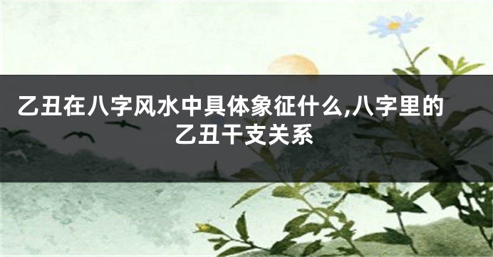 乙丑在八字风水中具体象征什么,八字里的乙丑干支关系