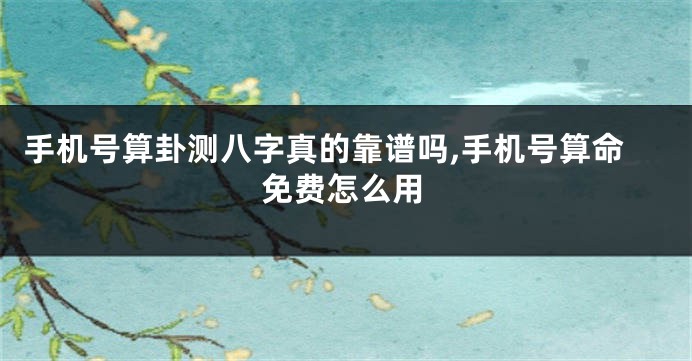 手机号算卦测八字真的靠谱吗,手机号算命免费怎么用