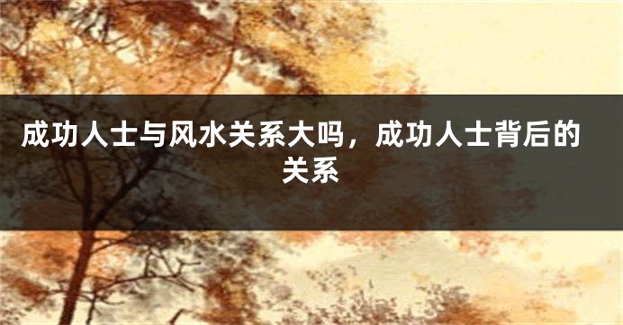 成功人士与风水关系大吗，成功人士背后的关系