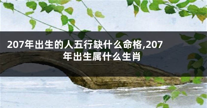 207年出生的人五行缺什么命格,207年出生属什么生肖