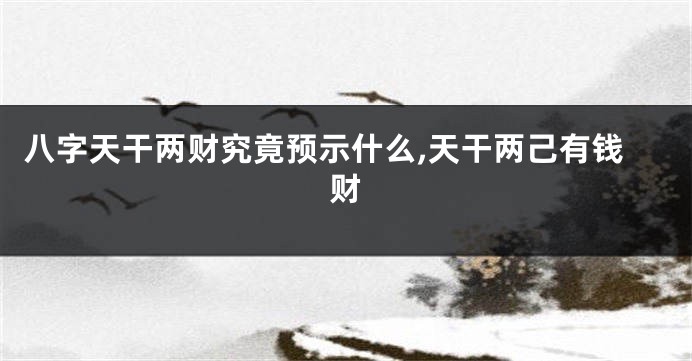 八字天干两财究竟预示什么,天干两己有钱财