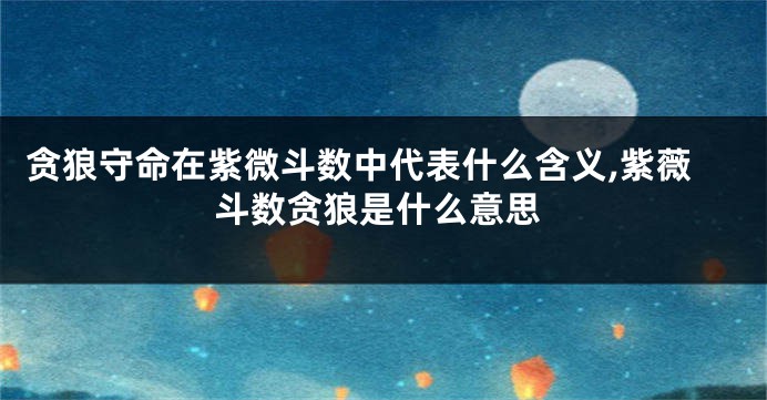 贪狼守命在紫微斗数中代表什么含义,紫薇斗数贪狼是什么意思