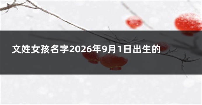 文姓女孩名字2026年9月1日出生的