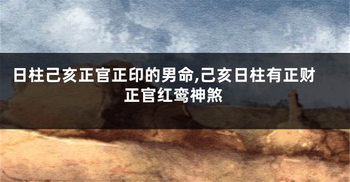 日柱己亥正官正印的男命,己亥日柱有正财正官红鸾神煞