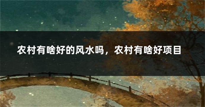 农村有啥好的风水吗，农村有啥好项目