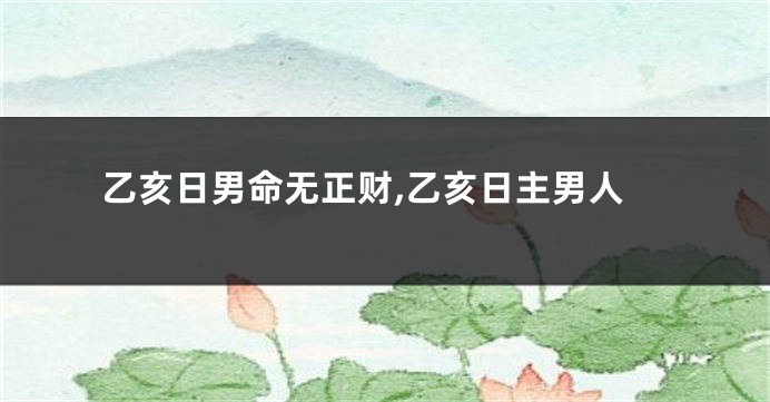 乙亥日男命无正财,乙亥日主男人