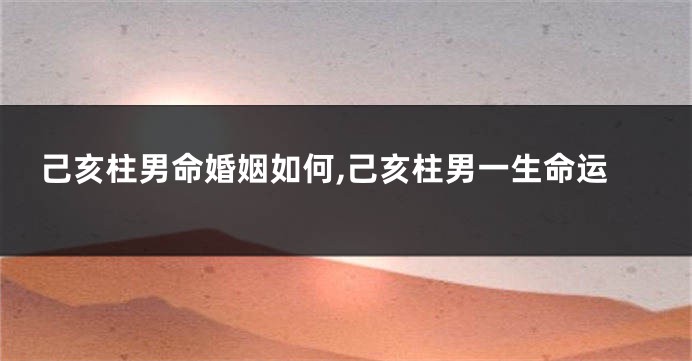 己亥柱男命婚姻如何,己亥柱男一生命运