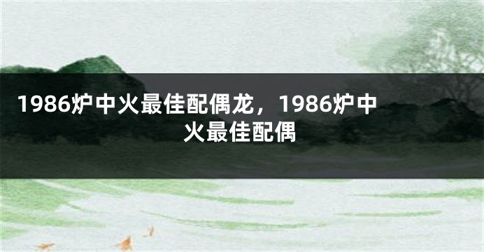1986炉中火最佳配偶龙，1986炉中火最佳配偶