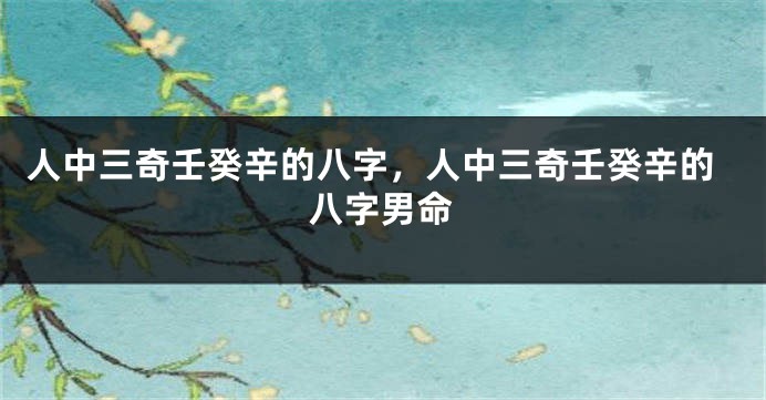 人中三奇壬癸辛的八字,人中三奇壬癸辛的八字男命