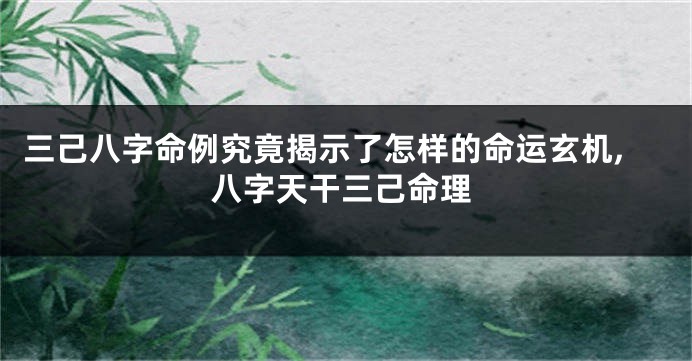 三己八字命例究竟揭示了怎样的命运玄机,八字天干三己命理