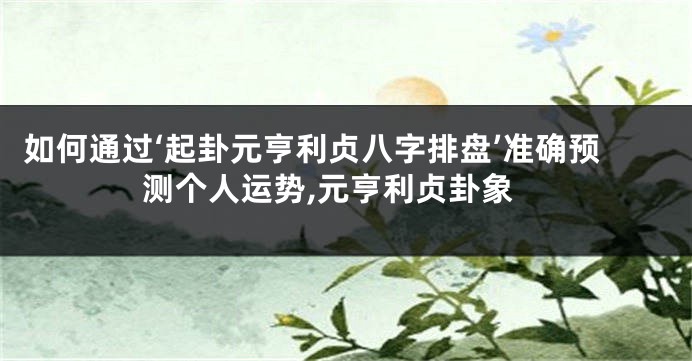 如何通过‘起卦元亨利贞八字排盘’准确预测个人运势,元亨利贞卦象
