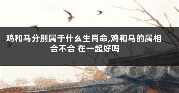鸡和马分别属于什么生肖命,鸡和马的属相合不合 在一起好吗