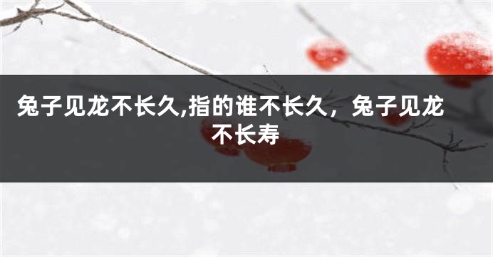 兔子见龙不长久,指的谁不长久，兔子见龙不长寿