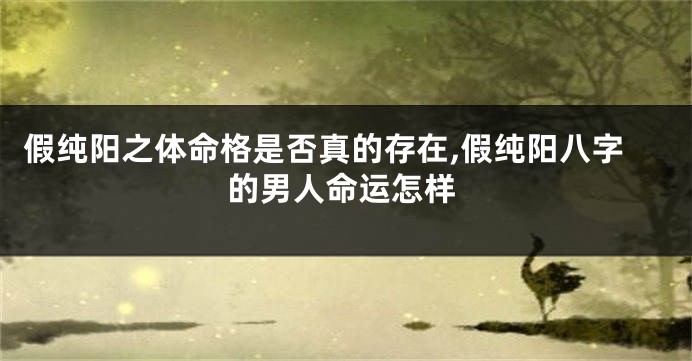 假纯阳之体命格是否真的存在,假纯阳八字的男人命运怎样