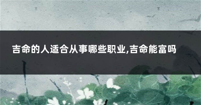 吉命的人适合从事哪些职业,吉命能富吗
