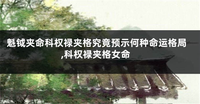 魁钺夹命科权禄夹格究竟预示何种命运格局,科权禄夹格女命
