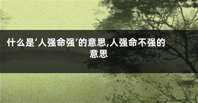 什么是‘人强命强’的意思,人强命不强的意思