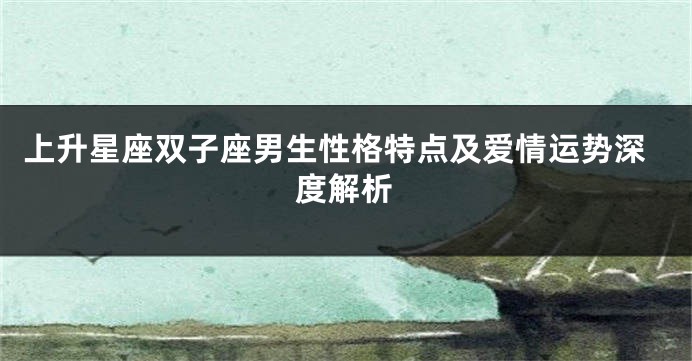 上升星座双子座男生性格特点及爱情运势深度解析