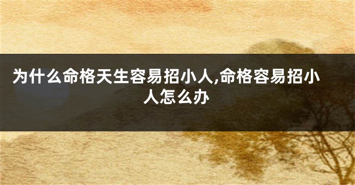 为什么命格天生容易招小人,命格容易招小人怎么办