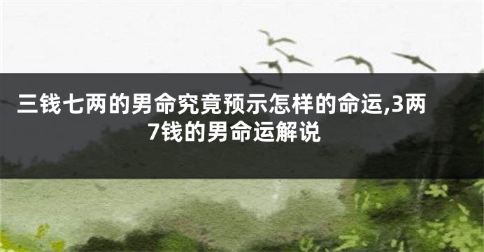 三钱七两的男命究竟预示怎样的命运,3两7钱的男命运解说