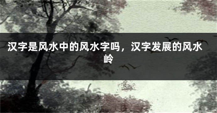 汉字是风水中的风水字吗，汉字发展的风水岭