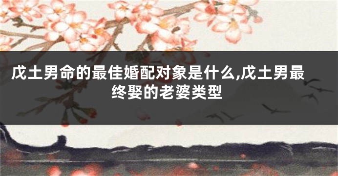 戊土男命的最佳婚配对象是什么,戊土男最终娶的老婆类型