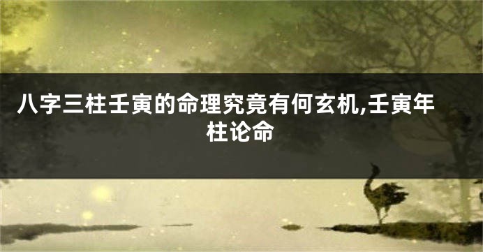 八字三柱壬寅的命理究竟有何玄机,壬寅年柱论命