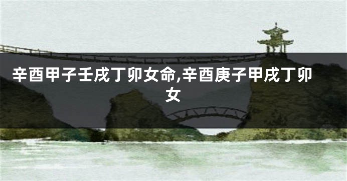 辛酉甲子壬戌丁卯女命,辛酉庚子甲戌丁卯女