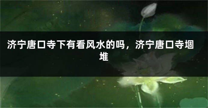 济宁唐口寺下有看风水的吗，济宁唐口寺堌堆