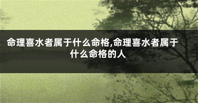 命理喜水者属于什么命格,命理喜水者属于什么命格的人