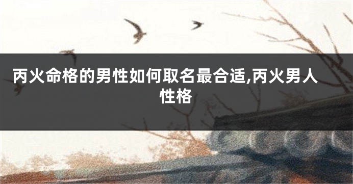 丙火命格的男性如何取名最合适,丙火男人性格