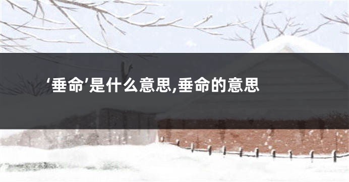 ‘垂命’是什么意思,垂命的意思