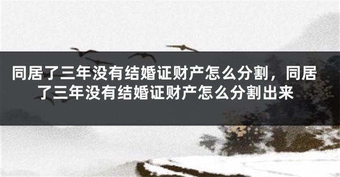同居了三年没有结婚证财产怎么分割,同居了三年没有结婚证财产怎么分割出来