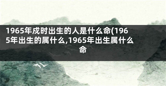 1965年戍时出生的人是什么命(1965年出生的属什么,1965年出生属什么命