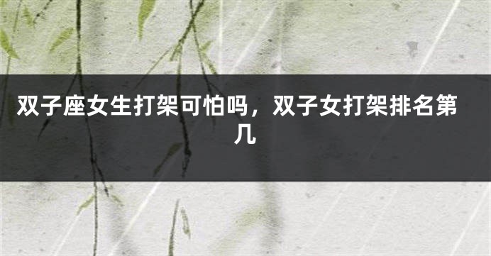 双子座女生打架可怕吗,双子女打架排名第几
