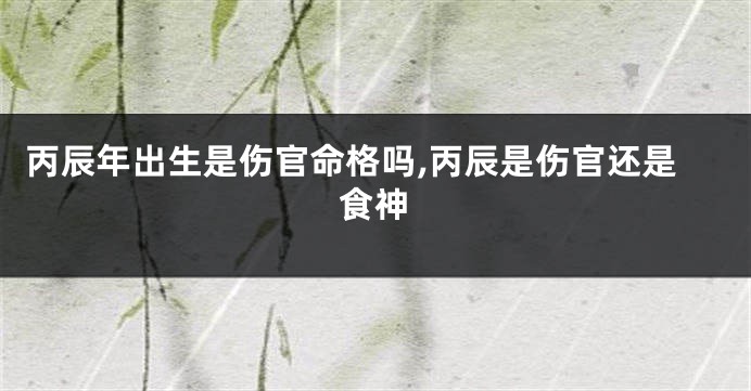 丙辰年出生是伤官命格吗,丙辰是伤官还是食神
