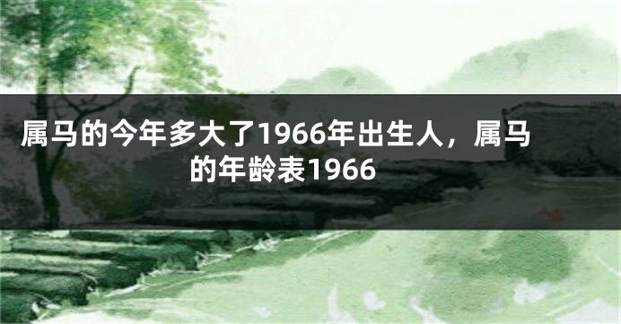 属马的今年多大了1966年出生人,属马的年龄表1966